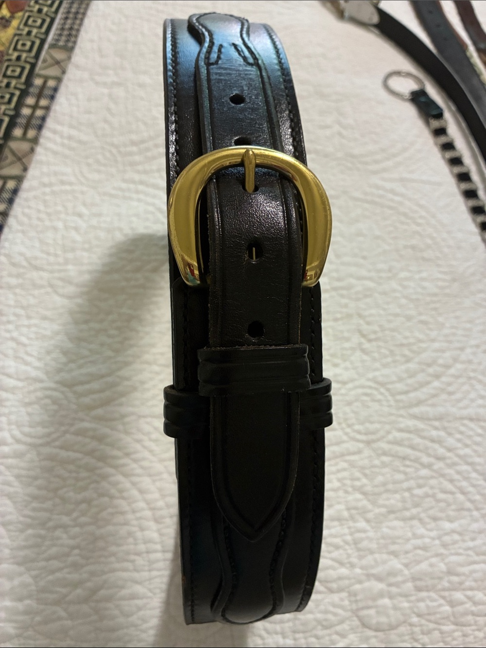 Don Hume , 34 , 2 inches wide,Men's Black utility Leather Belt with  brass bucke